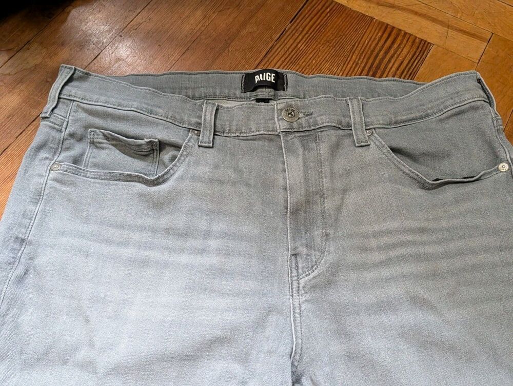 Paige Laurel Women's Canyon Jeans 36 Charcoal Wash Mid Rise Straight Denim
